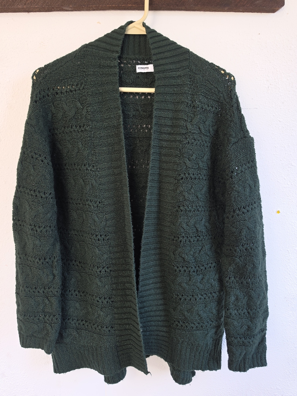 Sonoma Open-Front Chunky Knit Cardigan Sweater - Deep Green